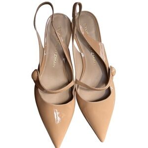 Stuart Weitzman Women's Tan Beige Slingback Heels Mary Jane Style